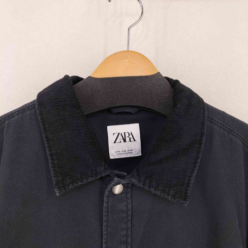 ザラ ZARA 襟コーズ カバーオールジャケット ブラック メンズ import:XL