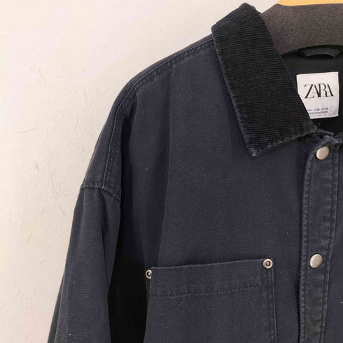 ザラ ZARA 襟コーズ カバーオールジャケット ブラック メンズ import:XL