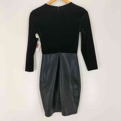 アルマーニエクスチェンジ ARMANI EXCHANGE ベロア フェイクレザー 異素材切替タイトワンピース レディース import:XS