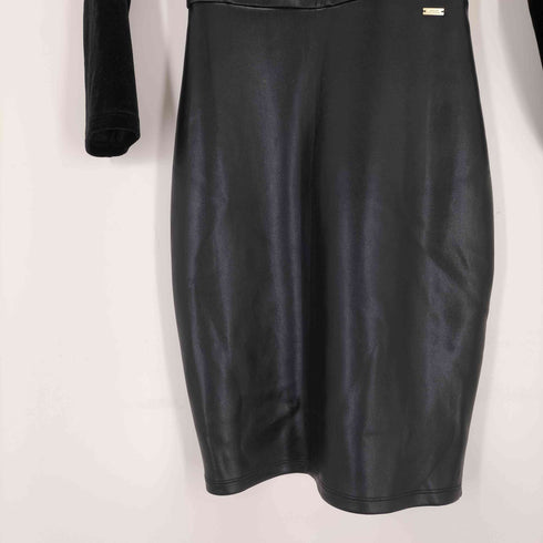 アルマーニエクスチェンジ ARMANI EXCHANGE ベロア フェイクレザー 異素材切替タイトワンピース レディース import:XS