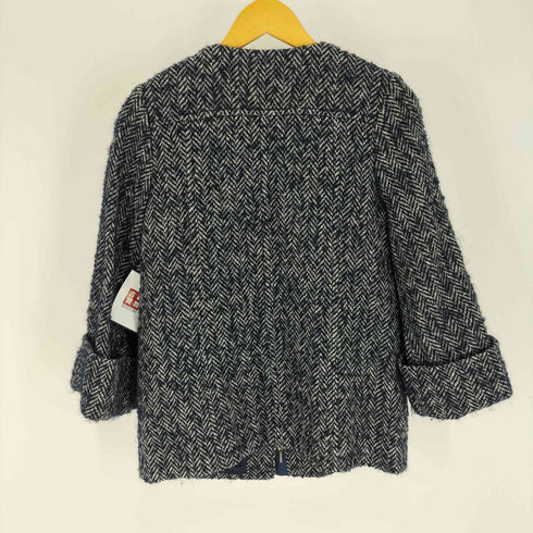 ティビ tibi ヘリンボーン ツイード ノーカラージャケット レディース JPN:2