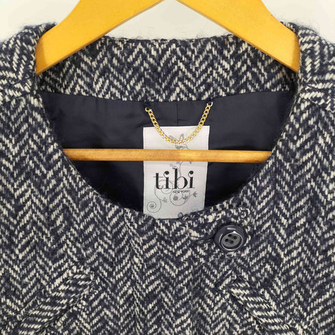 ティビ tibi ヘリンボーン ツイード ノーカラージャケット レディース JPN:2
