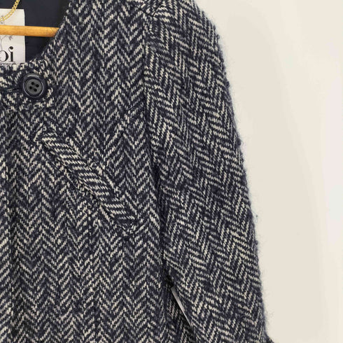 ティビ tibi ヘリンボーン ツイード ノーカラージャケット レディース JPN:2