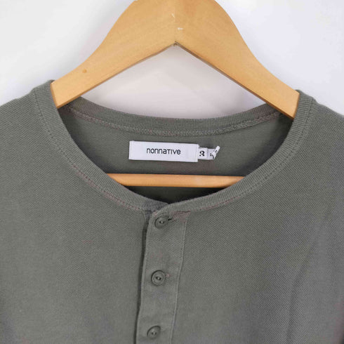 ノンネイティブ nonnative DWELLER S/S HENLEY NECK TEE COTTON PIQUE OVERDYED ドウェラ ヘンリーネックTシャツ コットン ピケ オーバーダイ メンズ JPN:3