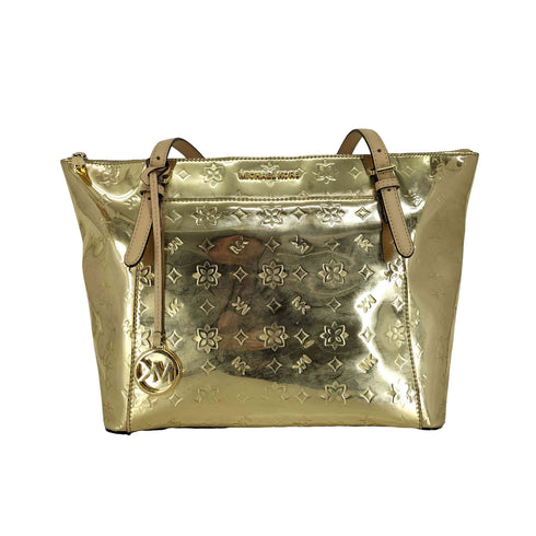 マイケルコース Michael Kors PALE GOLD LG TZ TOTE モノグラム メタリック トートバッグ レディース