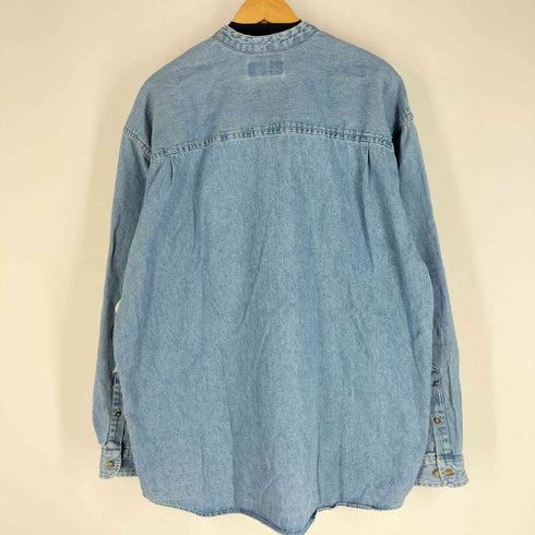 エディーバウアー Eddie Bauer 90s 白タグ バンドカラーデニムシャツ メンズ import:XL