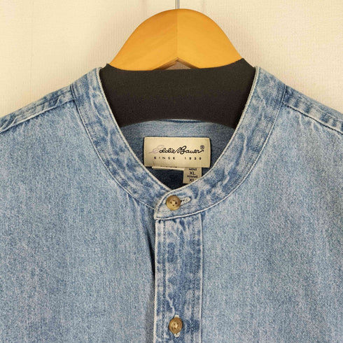 エディーバウアー Eddie Bauer 90s 白タグ バンドカラーデニムシャツ メンズ import:XL