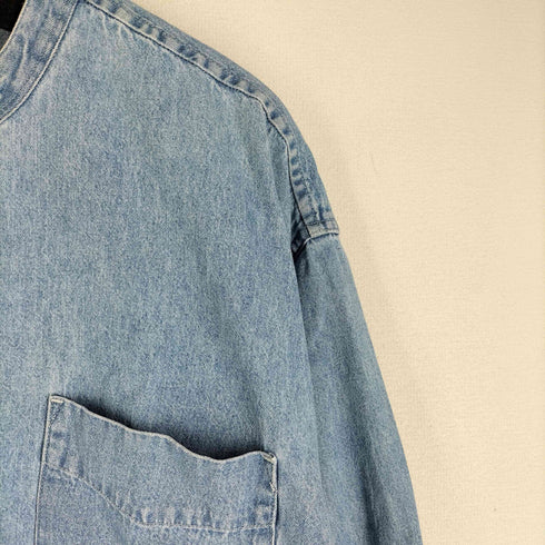 エディーバウアー Eddie Bauer 90s 白タグ バンドカラーデニムシャツ メンズ import:XL