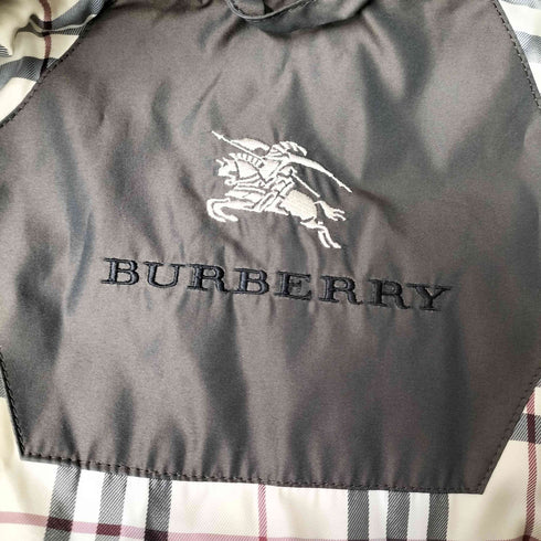 バーバリーロンドン BURBERRY LONDON 裏地 ノバチェック フード ジップアップ ロング ダウン コート レディース JPN:9号
