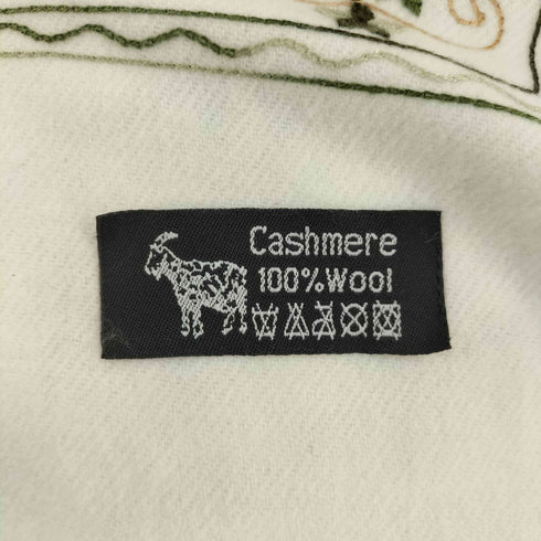 ペイズリー刺繍 カシミヤ100 フリンジマフラー レディース