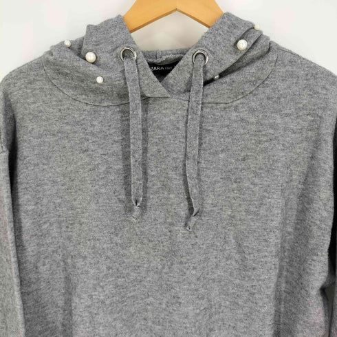 ザラ ZARA KNIT パール装飾 ニットパーカー レディース import:S