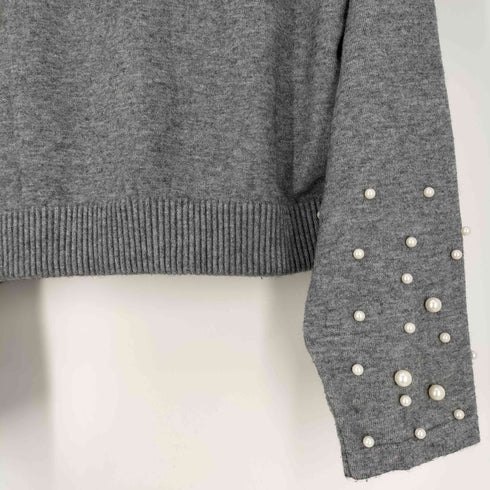 ザラ ZARA KNIT パール装飾 ニットパーカー レディース import:S