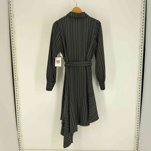 アクシーズ ファム axes femme POETIQUE アシメ シャツ ワンピース フリルカラー ベルテッド フレア ストライプ レディース JPN:M