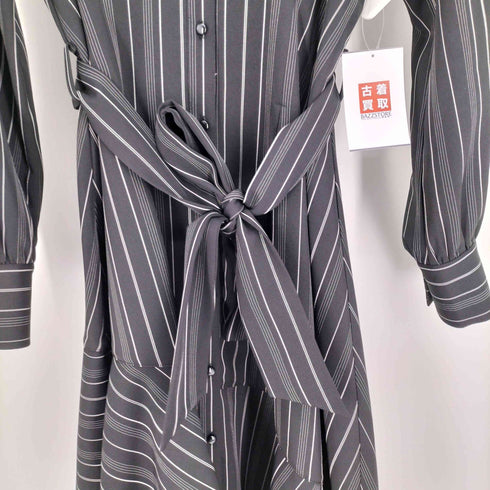 アクシーズ ファム axes femme POETIQUE アシメ シャツ ワンピース フリルカラー ベルテッド フレア ストライプ レディース JPN:M