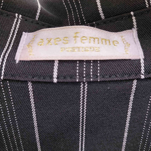 アクシーズ ファム axes femme POETIQUE アシメ シャツ ワンピース フリルカラー ベルテッド フレア ストライプ レディース JPN:M