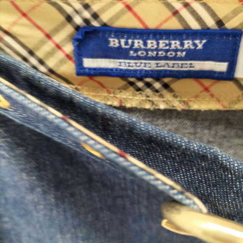 バーバリーブルーレーベル BURBERRY BLUE LABEL ベルト付きインディゴデニムスカート ノバチェック レディース JPN:38
