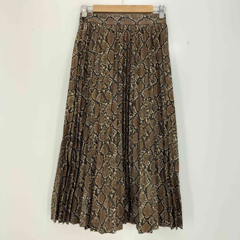 ザラ ZARA パイソン柄 フェイクレザー プリーツロングスカート レディース