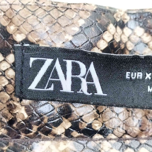 ザラ ZARA パイソン柄 フェイクレザー プリーツロングスカート レディース