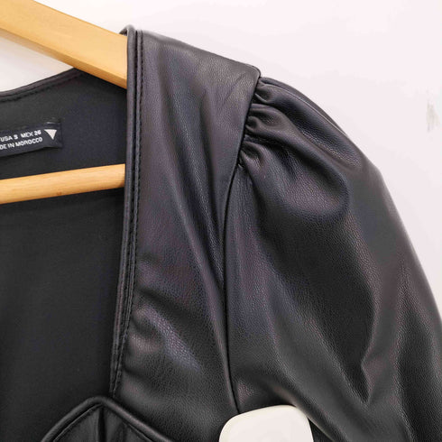 ザラ ZARA フェイクレザーミニワンピ レディース import:S