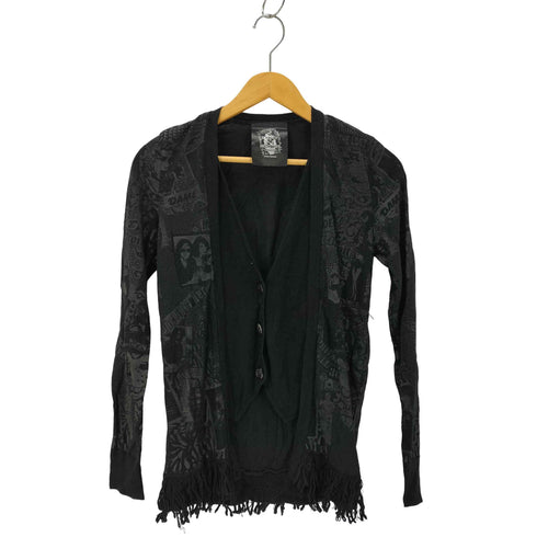 ヒステリックグラマー HYSTERIC GLAMOUR destroy all monster ドッキングデザイン 総柄カーディガン Y2K レディース