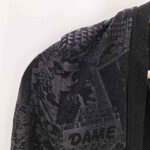 ヒステリックグラマー HYSTERIC GLAMOUR destroy all monster ドッキングデザイン 総柄カーディガン Y2K レディース
