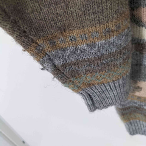 アクリル混 総柄刺繍クルーネックニット レディース