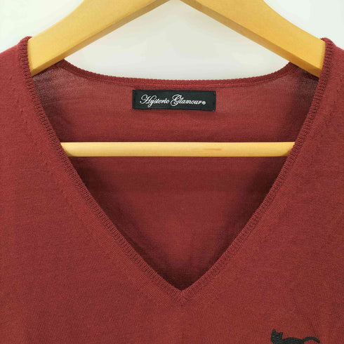 ヒステリックグラマー HYSTERIC GLAMOUR キャット刺繍 Vネックニット Y2K レディース