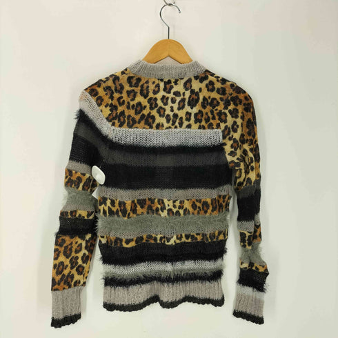 ヒステリックグラマー HYSTERIC GLAMOUR レオパード柄 ボーダーニットカーディガン Y2K レディース