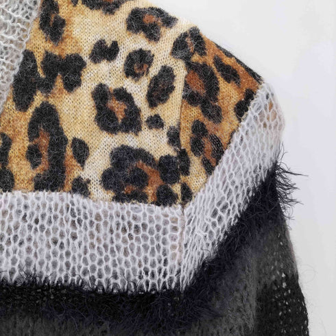 ヒステリックグラマー HYSTERIC GLAMOUR レオパード柄 ボーダーニットカーディガン Y2K レディース