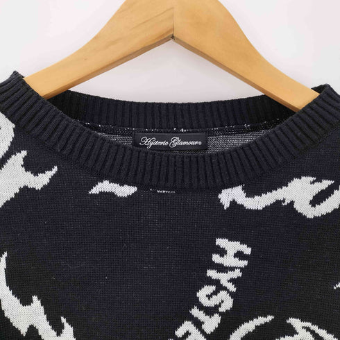 ヒステリックグラマー HYSTERIC GLAMOUR FIRE BEAR ジャガードプルオーバー ベアプリントクルーネックニット Y2K レディース