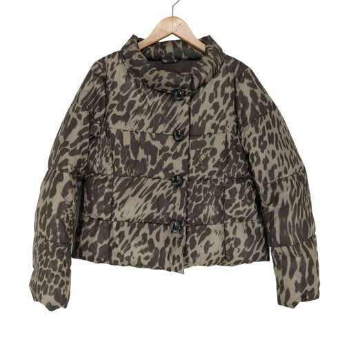 マックスマーラウィーケンドライン Max Mara WEEKEND LINE レオパード転写柄 ラウンドネックダウンジャケット レディース 40