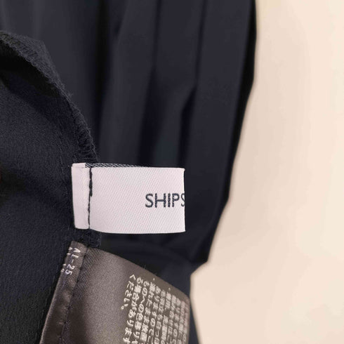 シップスエニィ SHIPS any ジョーゼット プリーツ バイカラー フレンチスリーブ ワンピース レディース FREE
