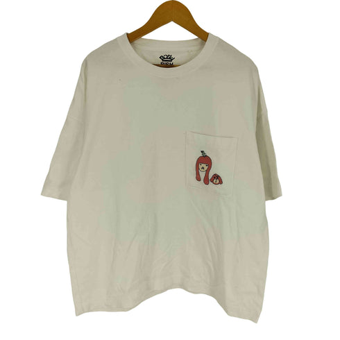 キャラクター 刺繍 クルーネック オーバーサイズ Tシャツ メンズ JPN:L