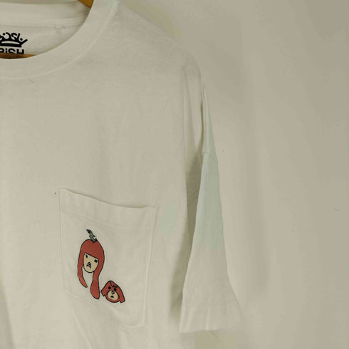 キャラクター 刺繍 クルーネック オーバーサイズ Tシャツ メンズ JPN:L