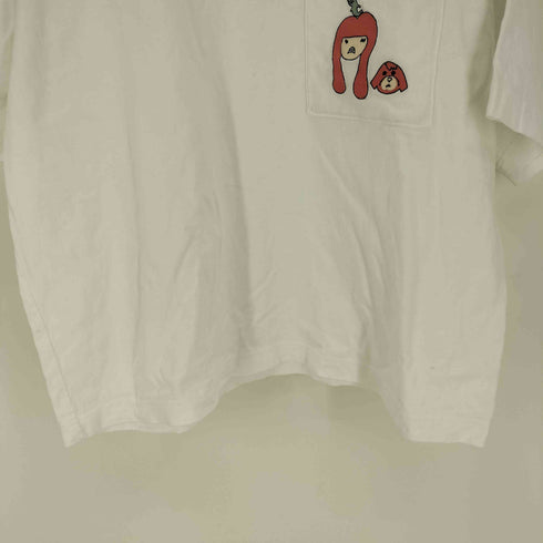キャラクター 刺繍 クルーネック オーバーサイズ Tシャツ メンズ JPN:L