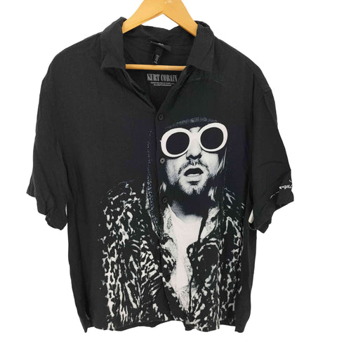 エイチアンドエム H&M レーヨン プリント 開襟 S/S シャツ メンズ import:M