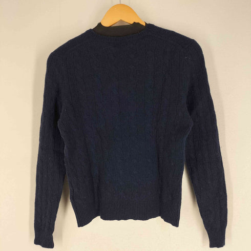 ポロラルフローレン POLO RALPH LAUREN カシミヤ混 ポニー刺繍 Vネックウールケーブルニット レディース S P