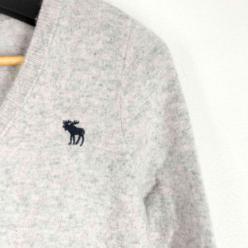 アバクロンビーアンドフィッチ Abercrombie & Fitch ロゴ刺繍 カシミヤ100 Vネックニット レディース import:S