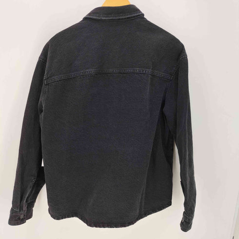 エイチアンドエム H&M パッチ ワンポイント刺繍 ブラック デニムジャケット メンズ import:XS
