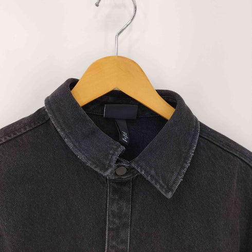 エイチアンドエム H&M パッチ ワンポイント刺繍 ブラック デニムジャケット メンズ import:XS
