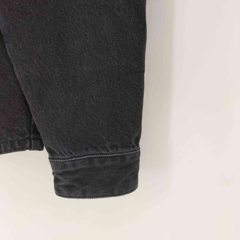 エイチアンドエム H&M パッチ ワンポイント刺繍 ブラック デニムジャケット メンズ import:XS