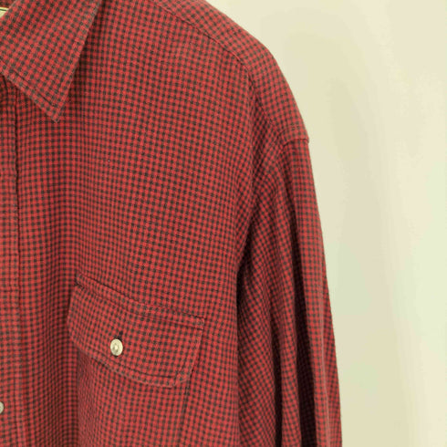 エルエルビーン L.L.Bean 70-80S USA製 千鳥格子 チェック フラップポケット コットン 起毛 ボタンダウン L/S シャツ メンズ import:XXL