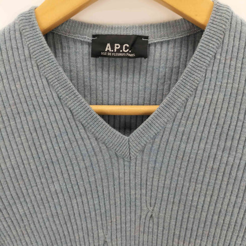 アーペーセー A.P.C. フランス製 ウールVネックリブニット レディース