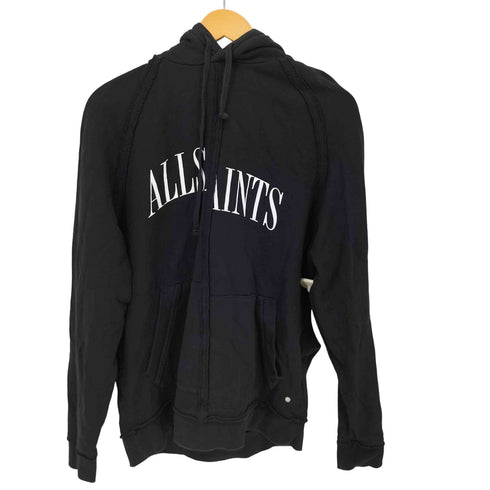 オールセインツ ALLSAINTS DIVERGE OTH HOOD インサイドアウト ロゴプリント アシンメトリー プルオーバーパーカー メンズ import:S