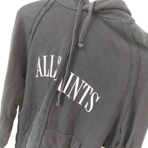 オールセインツ ALLSAINTS DIVERGE OTH HOOD インサイドアウト ロゴプリント アシンメトリー プルオーバーパーカー メンズ import:S