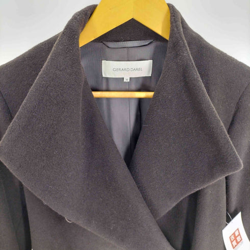 ジェラールダレル GERARD DAREL ウエストベルト ウール アンゴラ スタンドネック Aライン コート レディース FR:36