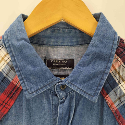 ザラマン ZARA MAN チェック柄切り替え デニムウエスタンシャツ メンズ JPN:XL
