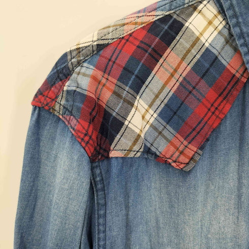 ザラマン ZARA MAN チェック柄切り替え デニムウエスタンシャツ メンズ JPN:XL
