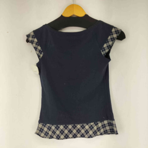 バーバリーブルーレーベル BURBERRY BLUE LABEL ノバチェック切替 Vネックトップス レディース JPN:38