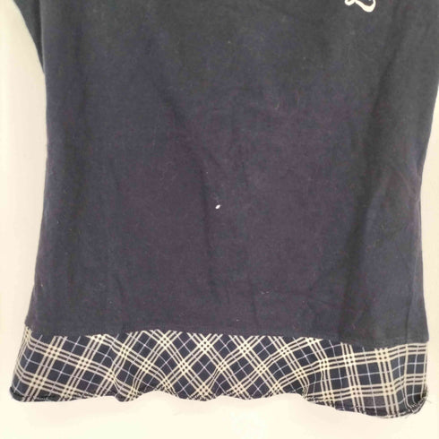 バーバリーブルーレーベル BURBERRY BLUE LABEL ノバチェック切替 Vネックトップス レディース JPN:38